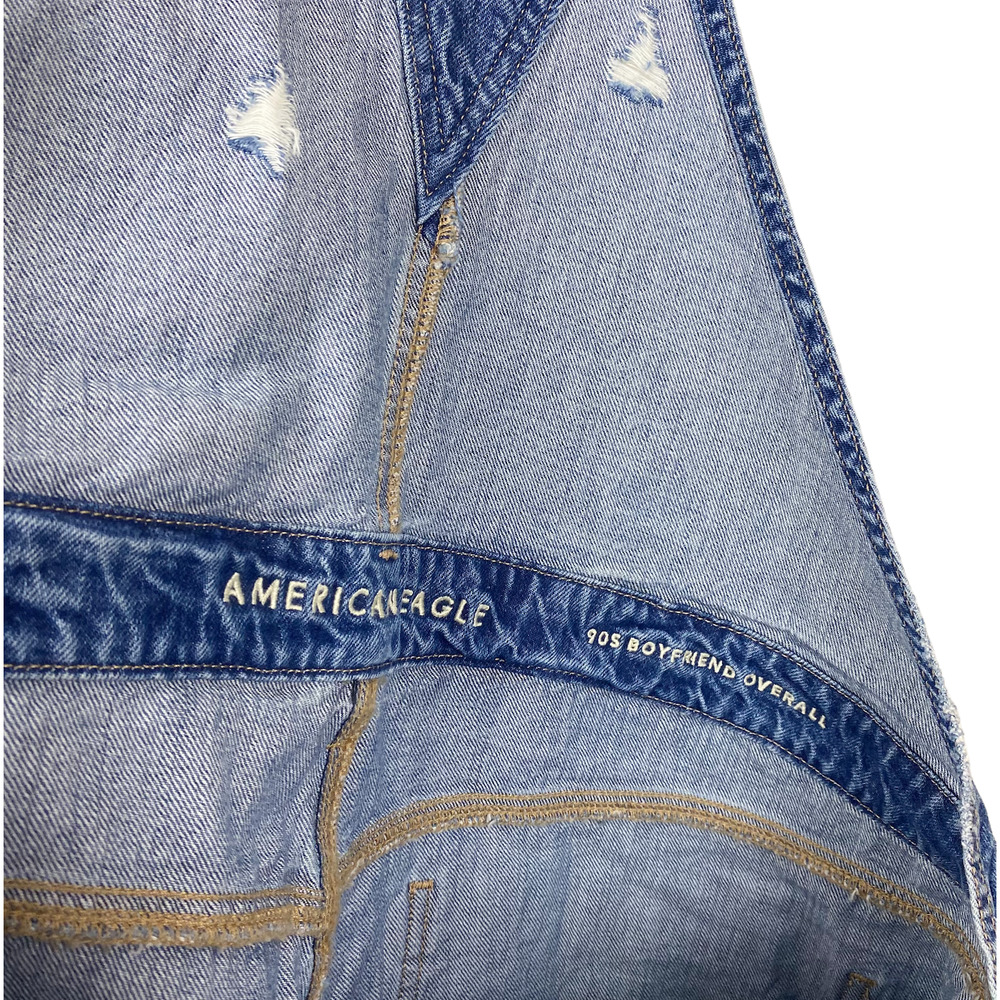 American Eagle 2022 Plus Size Blue Denim Distressed 90s Boyfriend Overalls XXL - Picture 5 of 5